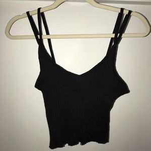 Black Ribbed Crop Top